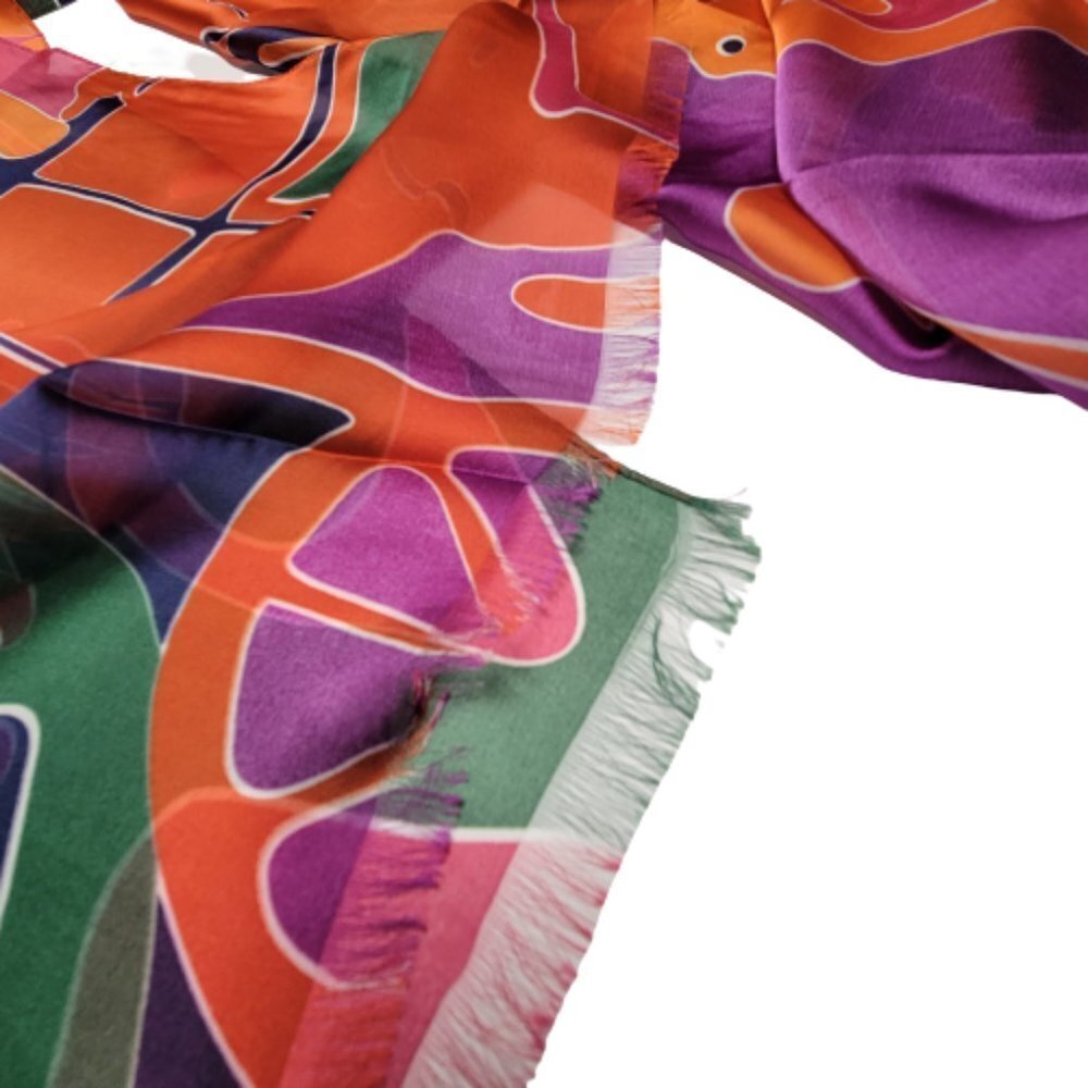 COLORFUL Silk Rectangular Scarf - Picture 4 of 7